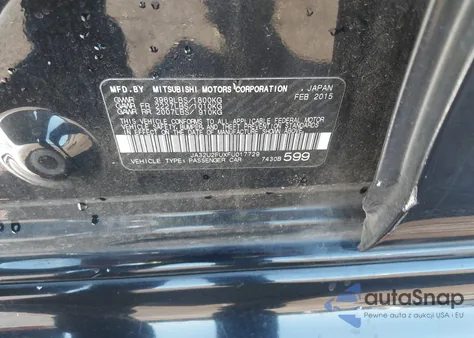 2015 Mitsubishi Lancer Es из США, поврежденный, VIN JA32U2FUXFU017729